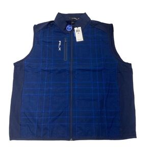 Mens Polo Ralph Lauren RLX Sport Golf Woven Vest Blue Plaid Size L NEW W TAGS